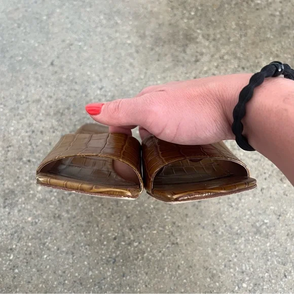 Brown Croc-Embossed Slide Sandal Mule - Picture 7 of 7